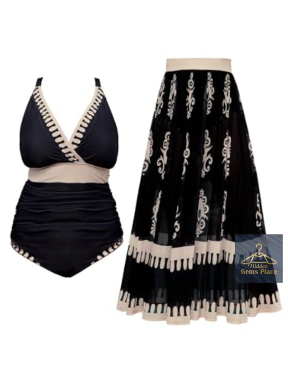 Plus Size One Piece Swim Dress with Skirt Tummy Control Bathing Suit